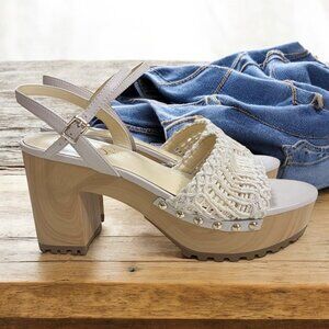 Jessica Simpson Timia Woven Slingback Platform‎ Chunky Heel Lug Sole Sandals 11